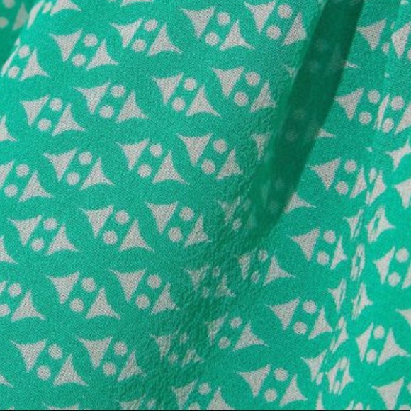 Joie Zaida Ruffle Silk Turquoise Green Pattern Top - Picture 12 of 13